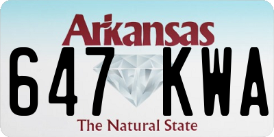 AR license plate 647KWA