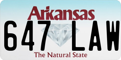 AR license plate 647LAW