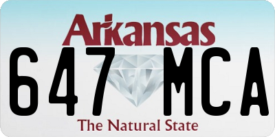 AR license plate 647MCA