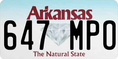 AR license plate 647MPO