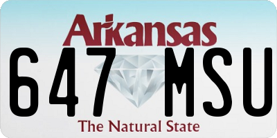 AR license plate 647MSU