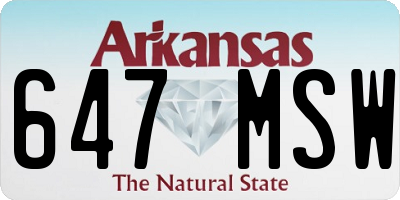 AR license plate 647MSW