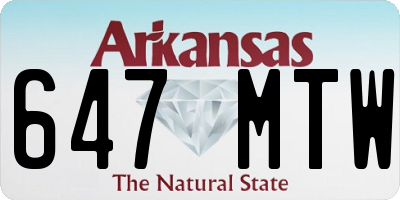 AR license plate 647MTW