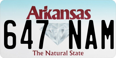 AR license plate 647NAM