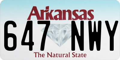 AR license plate 647NWY