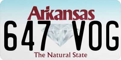 AR license plate 647VOG