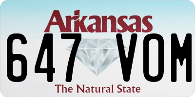 AR license plate 647VOM