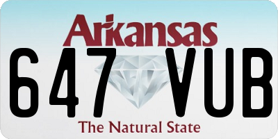 AR license plate 647VUB