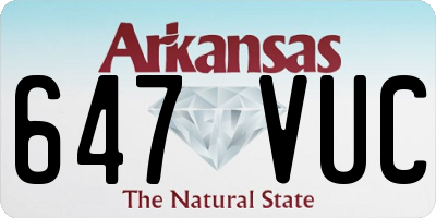 AR license plate 647VUC