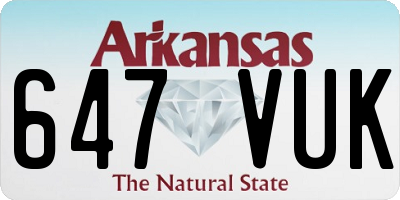 AR license plate 647VUK
