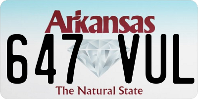 AR license plate 647VUL