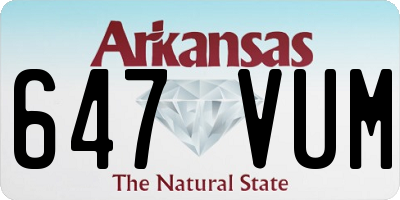 AR license plate 647VUM