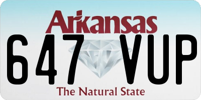 AR license plate 647VUP