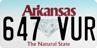 AR license plate 647VUR