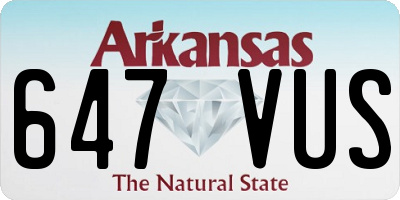 AR license plate 647VUS
