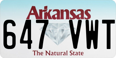 AR license plate 647VWT