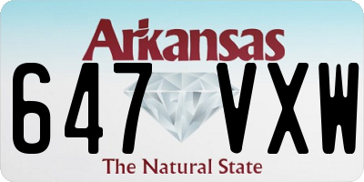 AR license plate 647VXW