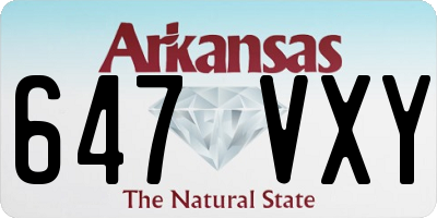 AR license plate 647VXY