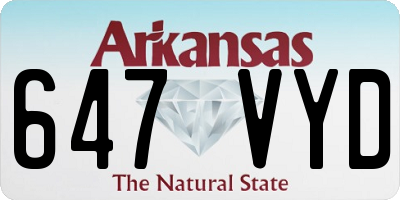 AR license plate 647VYD