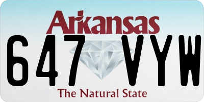 AR license plate 647VYW