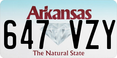 AR license plate 647VZY