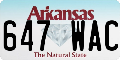 AR license plate 647WAC