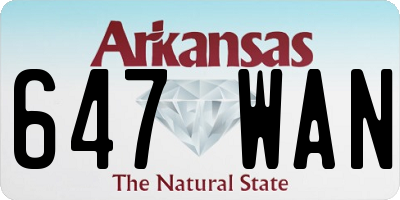 AR license plate 647WAN