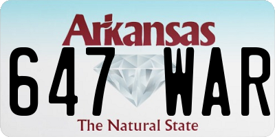 AR license plate 647WAR