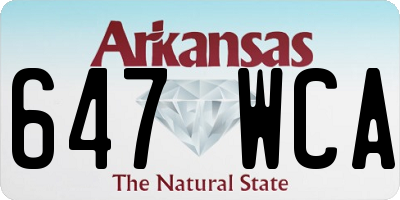 AR license plate 647WCA