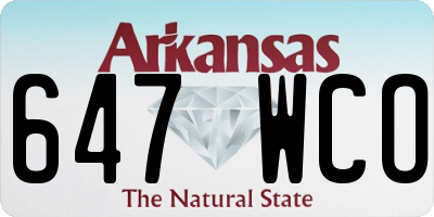 AR license plate 647WCO
