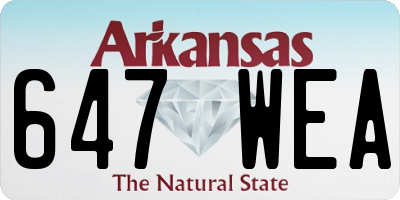 AR license plate 647WEA