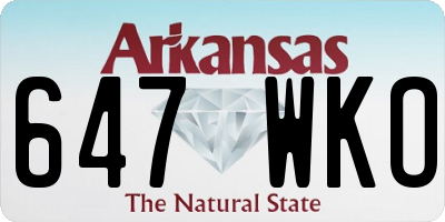 AR license plate 647WKO