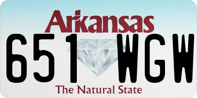 AR license plate 651WGW
