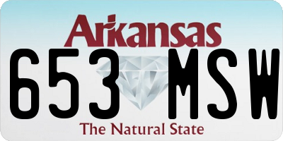 AR license plate 653MSW