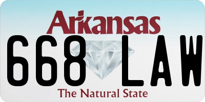 AR license plate 668LAW