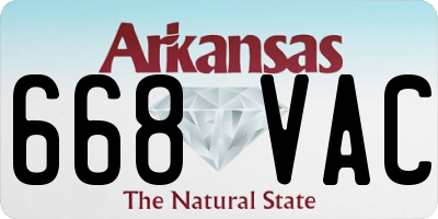 AR license plate 668VAC