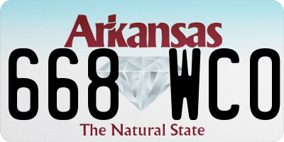 AR license plate 668WCO