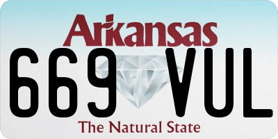 AR license plate 669VUL