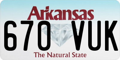 AR license plate 670VUK