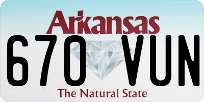 AR license plate 670VUN