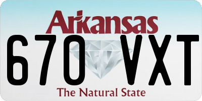 AR license plate 670VXT