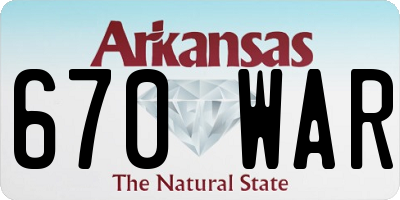 AR license plate 670WAR