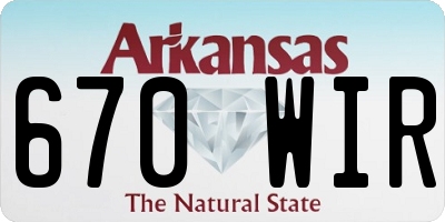 AR license plate 670WIR