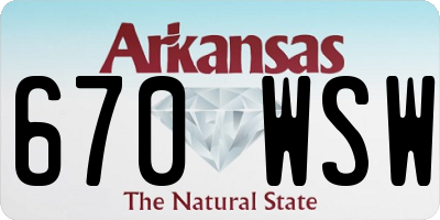 AR license plate 670WSW