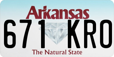 AR license plate 671KRO