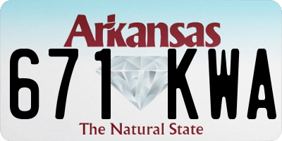 AR license plate 671KWA