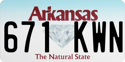 AR license plate 671KWN