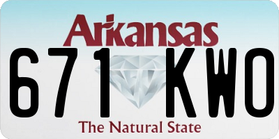 AR license plate 671KWO