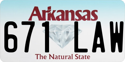 AR license plate 671LAW