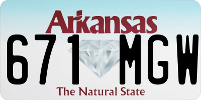 AR license plate 671MGW